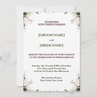 Faire-part de mariage Élégance Florale Bourgogne
