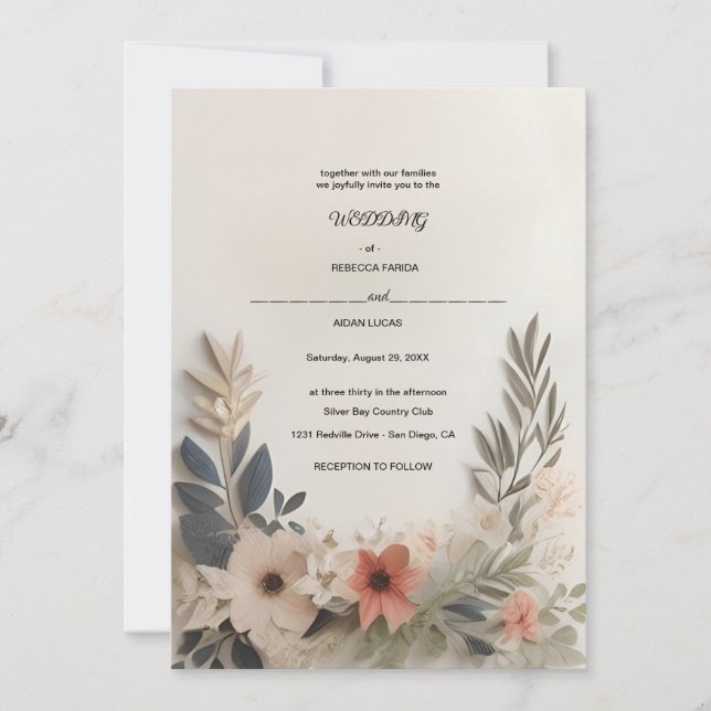 Faire-part de mariage | Élégance florale | Intempo (Devant)