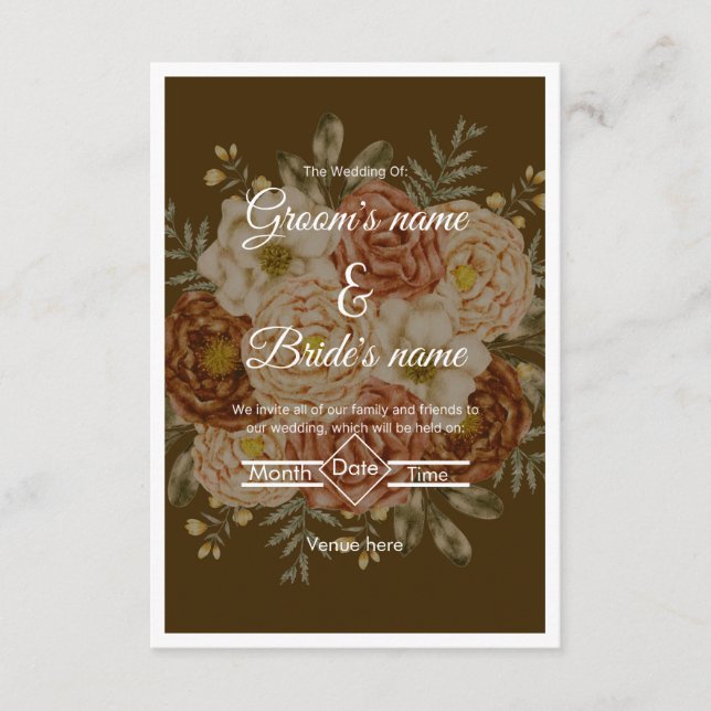 Faire-part de mariage Élégance Florale Rustique (Devant)