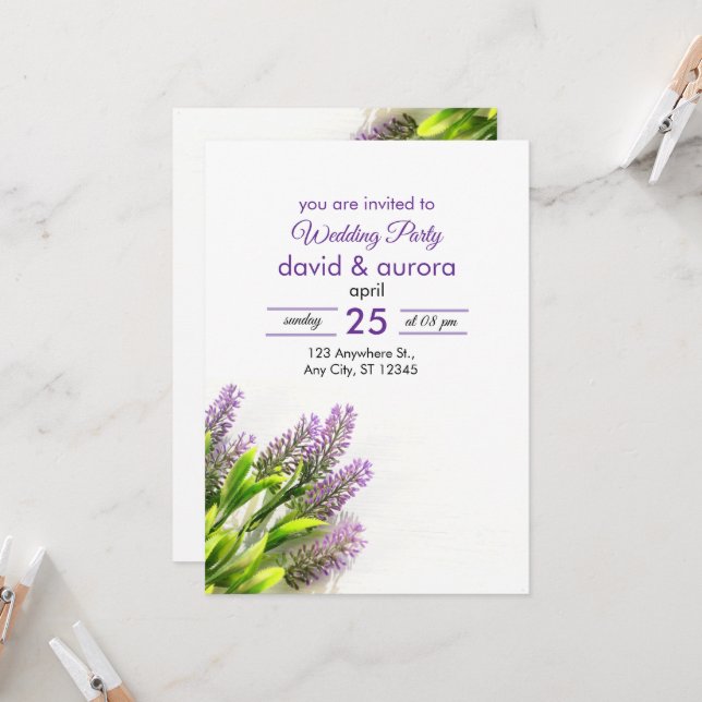 Faire-part de mariage élégant  (Devant/Arrière en situation)