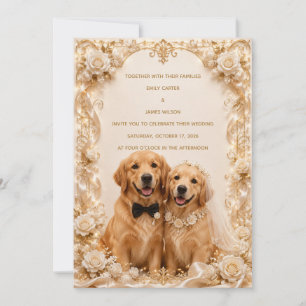 Faire-part de mariage élégant 3D Retriever du Gold