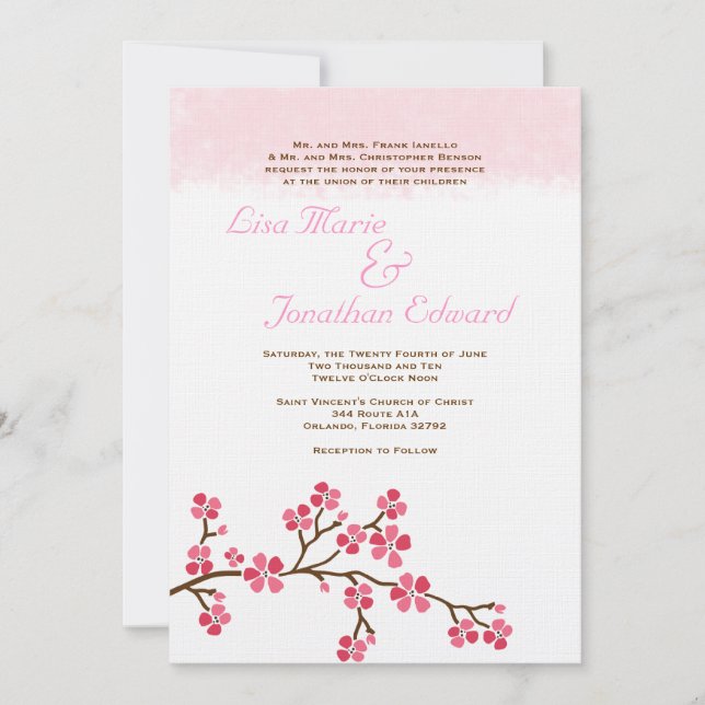 Faire-part de mariage élégant 5 x 7 de fleurs de (Devant)