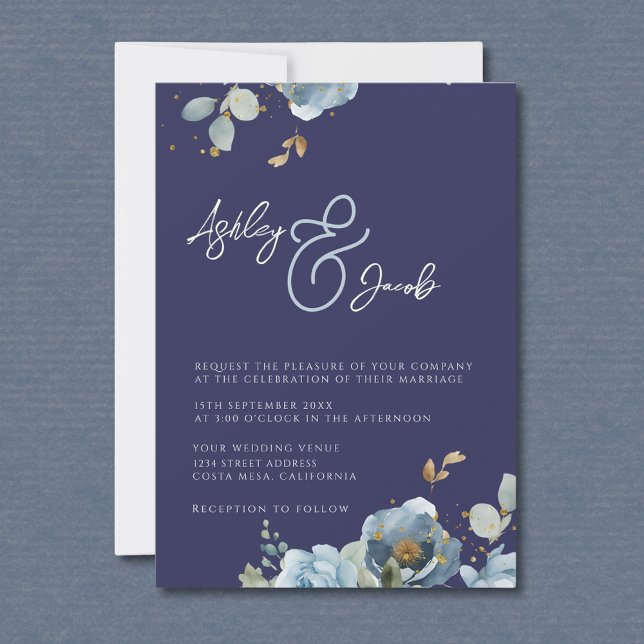 Faire-part de mariage élégant à l'ampersand fleuri (Créateur téléchargé)