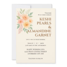 Faire-part de mariage élégant à l'aquarelle floral