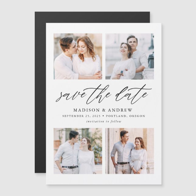 Faire-part de mariage élégant à l'écriture manuscr (Devant / Derrière)