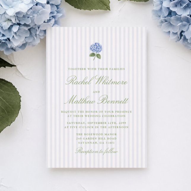 Faire-part de mariage élégant à l'hortensia (Créateur téléchargé)