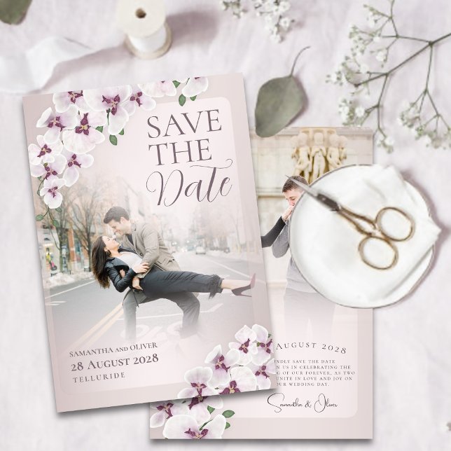 Faire-part de mariage élégant à l'orchidée (Créateur téléchargé)