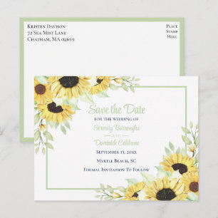Faire-part de mariage élégant à motif de tournesol