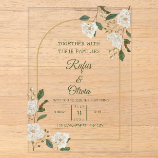 Faire-part de mariage élégant à motif floral en iv