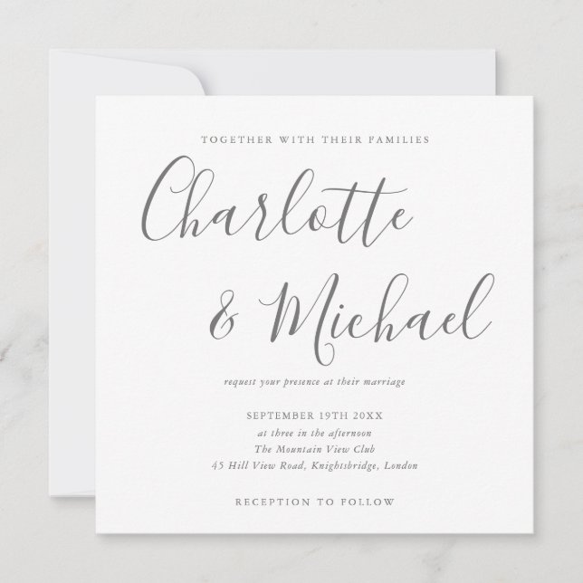 Faire-part de mariage élégant à signature (Devant)