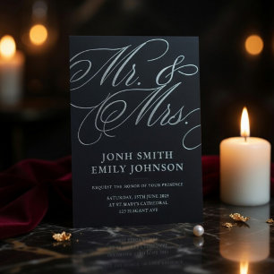 Faire-part de mariage élégant ardoise foncée Monsi