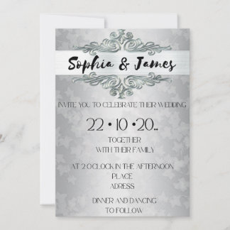 Faire-Part de Mariage Élégant Argent Baroque – Sur