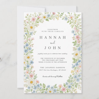 Faire-part de mariage élégant aux fleurs sauvages