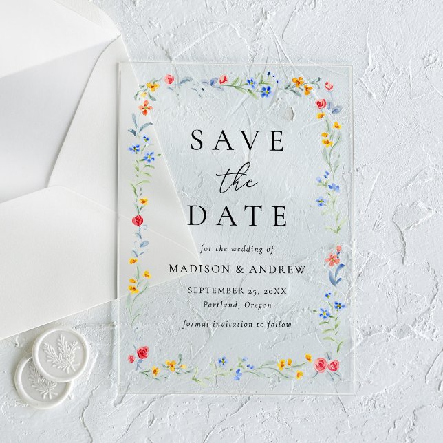 Faire-part de mariage élégant aux fleurs sauvages  (Créateur téléchargé)