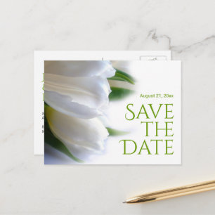 Faire-part de mariage élégant aux tulipes blanches