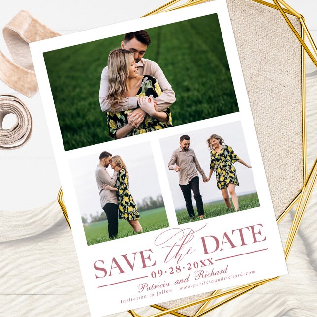 Faire-part de mariage élégant avec 3 photos (Créateur téléchargé)