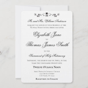 Faire-part de mariage élégant avec accent de cœur
