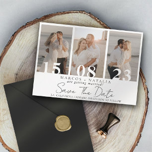 Faire-part de mariage élégant avec collage de phot