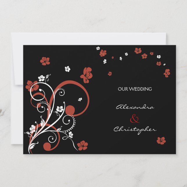 Faire-part de mariage élégant avec des tourbillons (Devant)