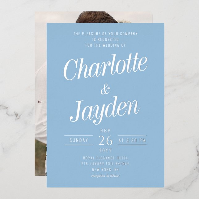 Faire-part de Mariage élégant avec écriture à feui (Recto/Verso)