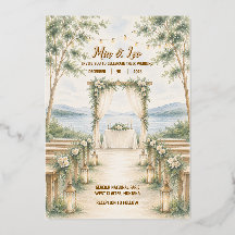 Faire-part de mariage élégant avec feuille d'alumi
