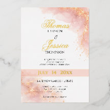 Faire-part de mariage élégant avec feuille dorée r