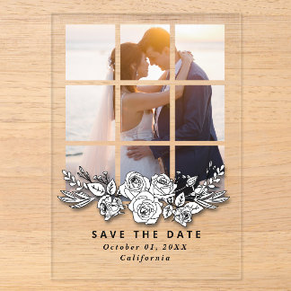 Faire-part de mariage élégant avec image de fenêtr