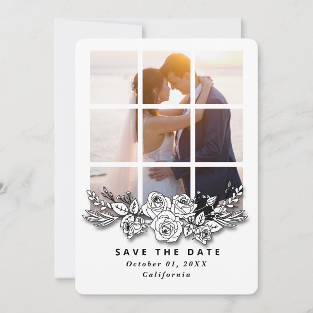 Faire-part de mariage élégant avec image de fenêtr (Devant)