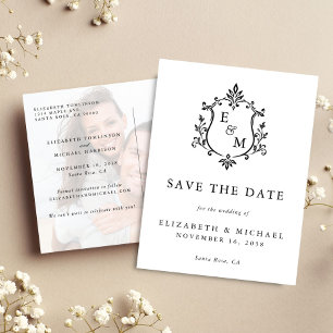 Faire-part de mariage élégant avec monogramme et b