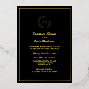 Faire-part de mariage élégant avec monogramme et f
