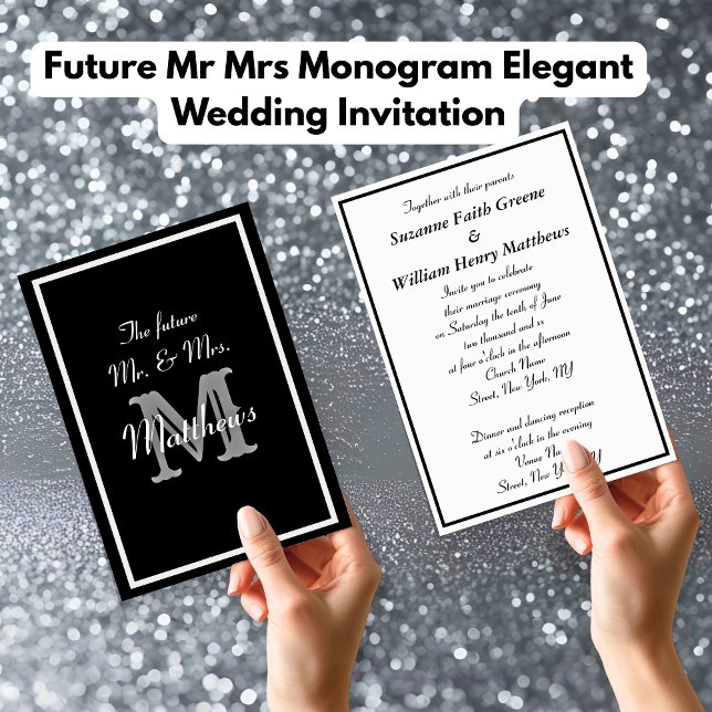 Faire-part de mariage élégant avec monogramme Futu (Future Mr Mrs Monogram Elegant Wedding Invitations)