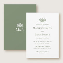 Faire-part de mariage élégant avec monogramme orné