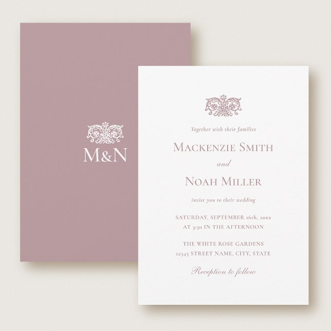 Faire-part de mariage élégant avec monogramme orné (Créateur téléchargé)