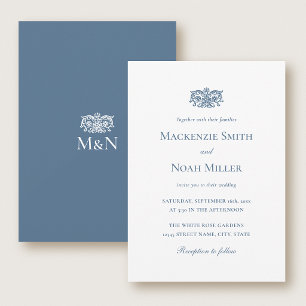 Faire-part de mariage élégant avec monogramme orné