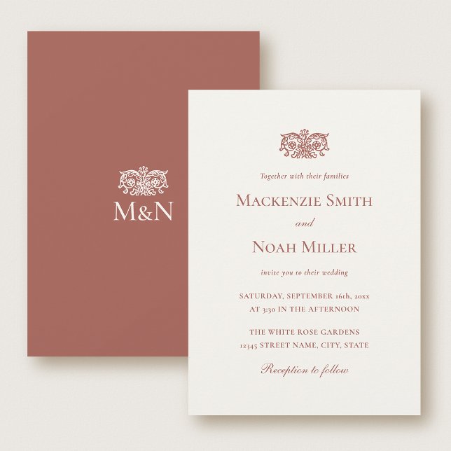 Faire-part de mariage élégant avec monogramme Terr (Créateur téléchargé)