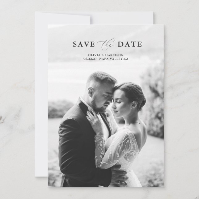 Faire-part de mariage élégant avec photo (Devant)
