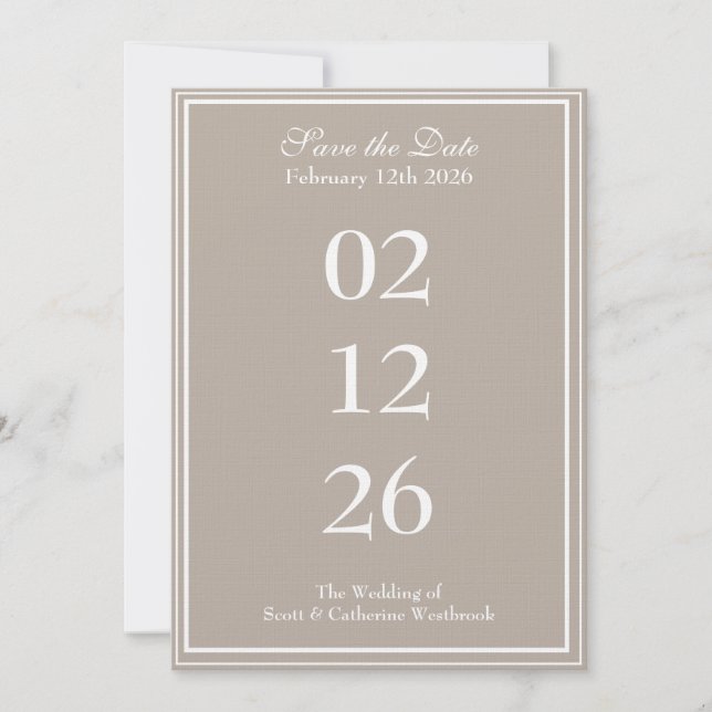 Faire-part de mariage élégant avec Save the Date (Devant)