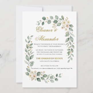 Faire-part de mariage élégant avec verdure modèle 