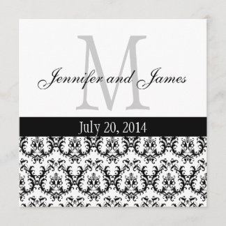 Faire-part de mariage élégant B et W de monogramme