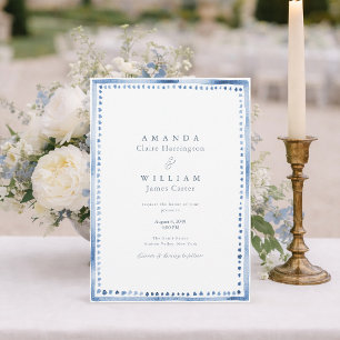 Faire-part de mariage élégant bleu de domaine fran