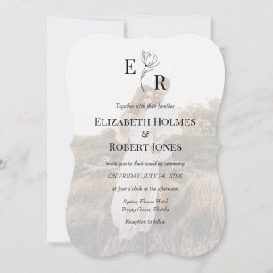 Faire-Part de Mariage Élégant Bohème Floral Monogr