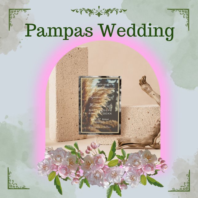 Faire-part de mariage élégant Boho à l'herbe de Pa (Créateur téléchargé)