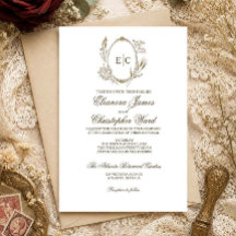 Faire-part de mariage élégant botanique vintage