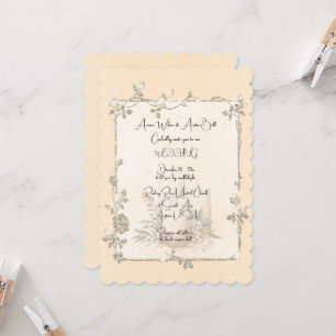 Faire-part de mariage élégant brillant cadre ivoir