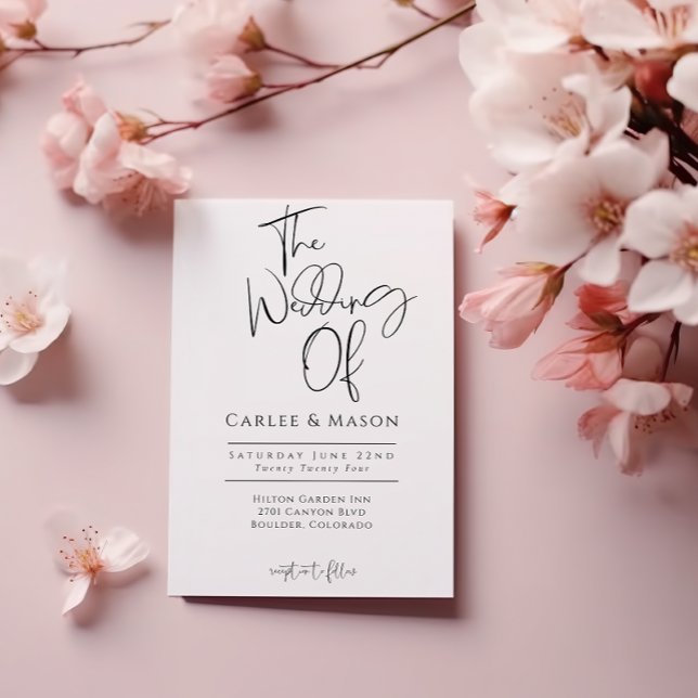 Faire-part de mariage élégant classique noir et bl (Créateur téléchargé)