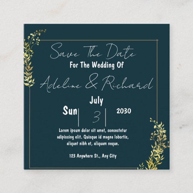 Faire-part de mariage élégant – Classique & Romant (Devant)
