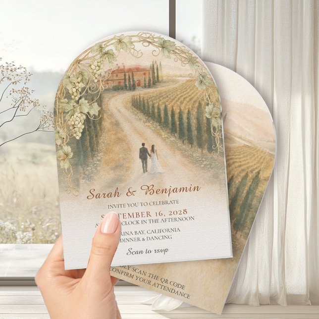 Faire-Part de Mariage Élégant d'Arche de Vignoble  (Créateur téléchargé)