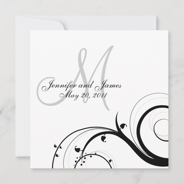 Faire-part de mariage élégant de monogramme de (Devant)