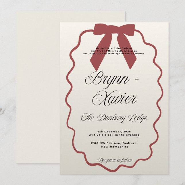 Faire-part de mariage élégant | Design de script m (Devant / Derrière)