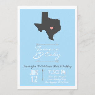 Faire-part de mariage élégant d'état du Texas de